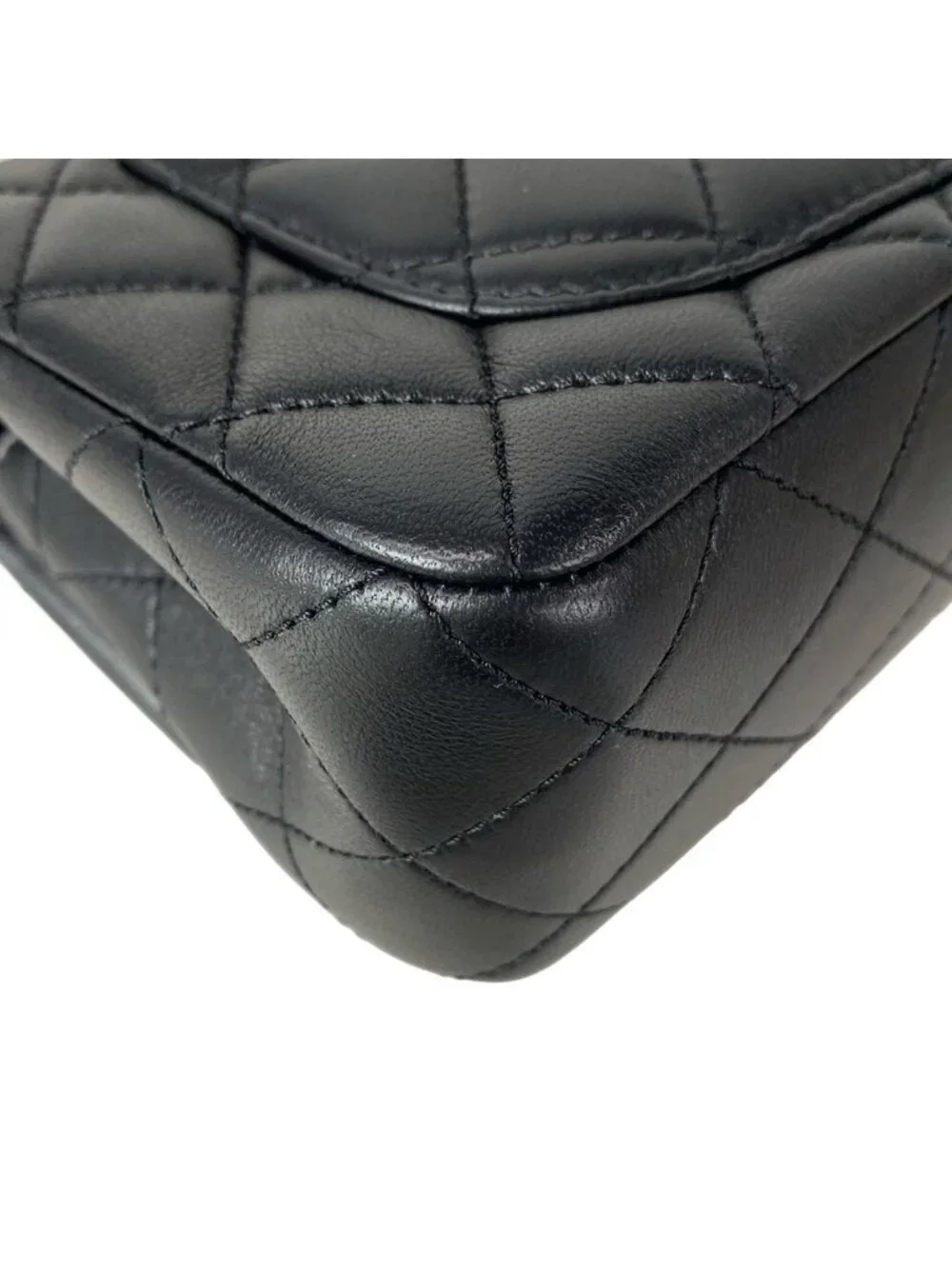 Chanel Shoulder Bag Mini Quilted Black Ball Chain Gold Metal Lambskin